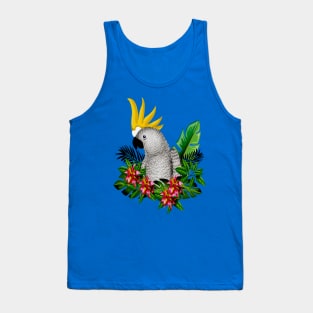 Parrot Tropical Floral White Tank Top